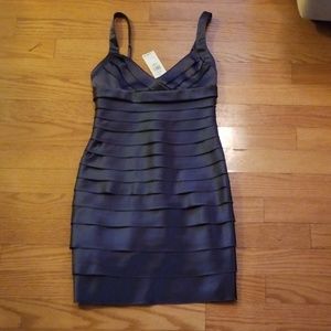 BCBG Max Azaria Ribbon Dress Dark Blue Grey 8